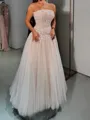 Classy A-Line Straight Flower Floor-Length Tulle Corset Prom Dress