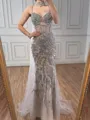 Luxurious Sheath Spaghetti Straps Beading Floor-Length Tulle Prom Dress