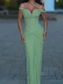 Gorgeous Sheath Off-the-Shoulder Sequin Floor-Length Prom Dress