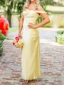Extravagant Sheath Off-the-Shoulder Pleated Floor-Length Silk Like Satin Prom Dress