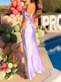 Extravagant Sheath Off-the-Shoulder Pleated Floor-Length Silk Like Satin Prom Dress