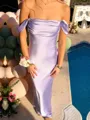 Extravagant Sheath Off-the-Shoulder Pleated Floor-Length Silk Like Satin Prom Dress