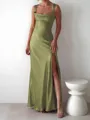 Classy Sheath Straps Floor-Length Silk Like Satin Prom Dress
