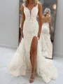 Glam Sheath V-Neck Appliques Lace Court Train Tulle Corset Prom Dress