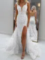Glam Sheath V-Neck Appliques Lace Court Train Tulle Corset Prom Dress