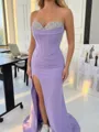 Glamorous Sheath Sweetheart Beading Court Train Stretch Crepe Corset Prom Dress