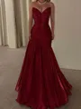 Show-stopping A-Line Sweetheart Pleated Floor-Length Satin Corset Prom Dress