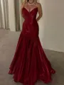 Show-stopping A-Line Sweetheart Pleated Floor-Length Satin Corset Prom Dress