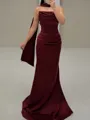 Extravagant Sheath Straight Pleated Sweep Train Charmeuse Corset Prom Dress