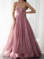 Unforgettable A-Line Straps Ruffles Floor-Length Corset Prom Dress