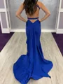 Glam Mermaid Halter Pleated Court Train Jersey Prom Dress