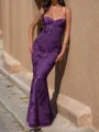 Exquisite Sheath Spaghetti Straps Appliques Lace Chapel Train Tulle Prom Dress