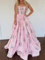 Captivating A-Line Straight Beading Floor-Length Corset Prom Dress