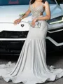 Magnificent Mermaid Straps Rhinestone Court Train Prom Dress