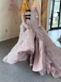 Extravagant A-Line Sweetheart Cascading Ruffles Sweep Train Chiffon Prom Dress