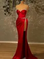 Charming Sheath Sweetheart Rhinestone Sweep Train Satin Corset Prom Dress