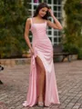 Striking Sheath Square Ruffles Floor-Length Prom Dress