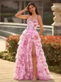 Aristocratic A-Line Sweetheart Cascading Ruffles Sweep Train Prom Dress