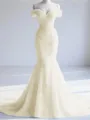 Trendy Mermaid Off-the-Shoulder Appliques Lace Court Train Tulle Corset Prom Dress