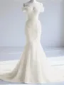 Trendy Mermaid Off-the-Shoulder Appliques Lace Court Train Tulle Corset Prom Dress