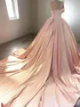 Ball-Gown Sweetheart Sleeveless Grand Cathedral Train Satin Dress With Lace