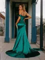 Princess Sheath/Column Sweetheart Court Train Silk Like Satin Dress With Slit