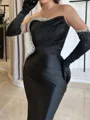 Stunning Mermaid Straight Long Sleeves Pleated Court Train Dress