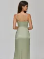 Stunning Sheath Spaghetti Straps Floor-Length Silk Like Satin Corset Bridesmaid Dress