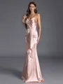 Grand Sheath V-Neck Ruffles Floor-Length Silk like Satin Bridesmaid Dress