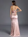 Grand Sheath V-Neck Ruffles Floor-Length Silk like Satin Bridesmaid Dress