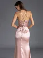 Grand Sheath V-Neck Ruffles Floor-Length Silk like Satin Bridesmaid Dress