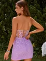Modern Sheath Sweetheart Satin Corset Short/Mini Dress With Appliques Lace