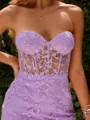 Modern Sheath Sweetheart Satin Corset Short/Mini Dress With Appliques Lace