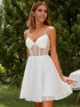A-line Princess V-neck Tulle Corset Short/Mini Dress