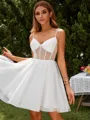 A-line Princess V-neck Tulle Corset Short/Mini Dress