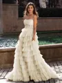 Gracious A-line Straight Sequin Sweep Train Tulle Corset Dress