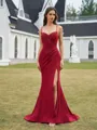 Regal Sheath V-Neck Pleated Sweep Train Dress