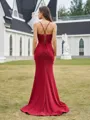 Regal Sheath V-Neck Pleated Sweep Train Dress