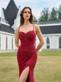 Regal Sheath V-Neck Pleated Sweep Train Dress