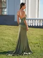 Radiant Sheath One-Shoulder Appliques Lace Court Train Silk Like Satin Corset Dress