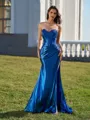 Impeccable Sheath Sweetheart Appliques Lace Sweep Train Metallic Satin Corset Dress