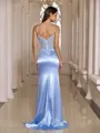 Stunning Sheath V-Neck Appliques Lace Sweep Train Corset Dress