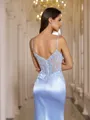 Stunning Sheath V-Neck Appliques Lace Sweep Train Corset Dress