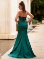 Fashion Sheath Sweetheart Appliques Lace Sweep Train Silk Like Satin Corset Dress