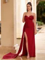Pretty Sheath Sweetheart Appliques Lace Sweep Train Corset Dress