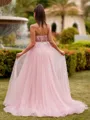 Splendid A-line Sweetheart Appliques Lace Sweep Train Tulle Corset Dress