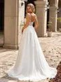 Chic A-line Scoop Appliques Lace Sweep Train Tulle Wedding Dress