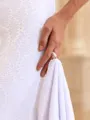 Resplendent Sheath V-Neck Appliques Lace Chapel Train Lace Wedding Dress