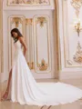 Noble A-line V-Neck Pleated Cathedral Train Chiffon Wedding Dress