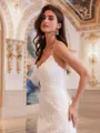 Unique Sheath V-Neck Appliques Lace Court Train Lace Wedding Dress